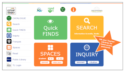 QuickFinds, Search, Spaces, Inquiry.