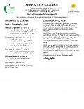 Parent Week at a Glance - Week of September 24-28 Parent Week at a Glance - Week of September 24-28